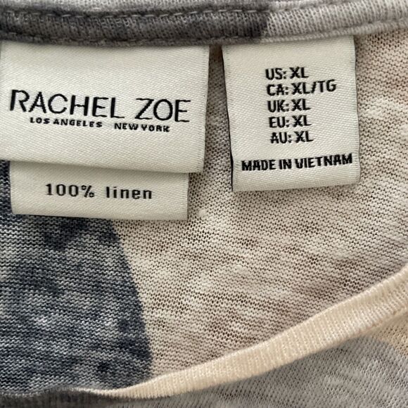RACHEL ZOE 100% Linen Top XL Womens Sleeveless Button Back abstract colorblock - Picture 4 of 5